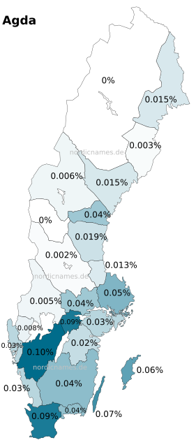 Swedish Regional Distribution for Agda (f)