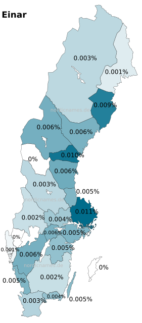 Swedish Regional Distribution for Einar (m)