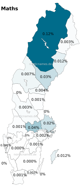 Swedish Regional Distribution for Maths (m)